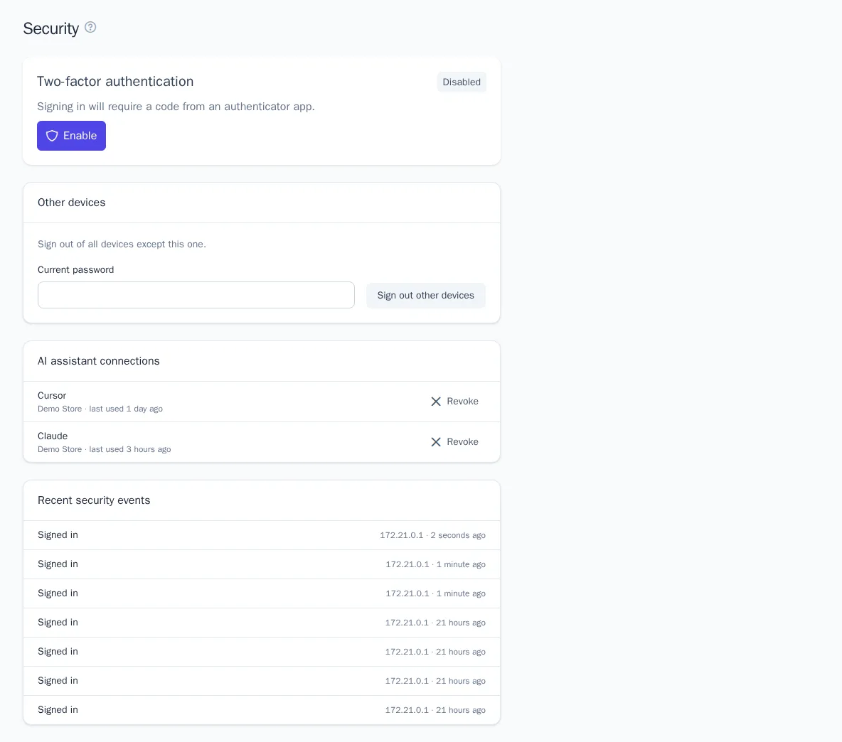 Security page
