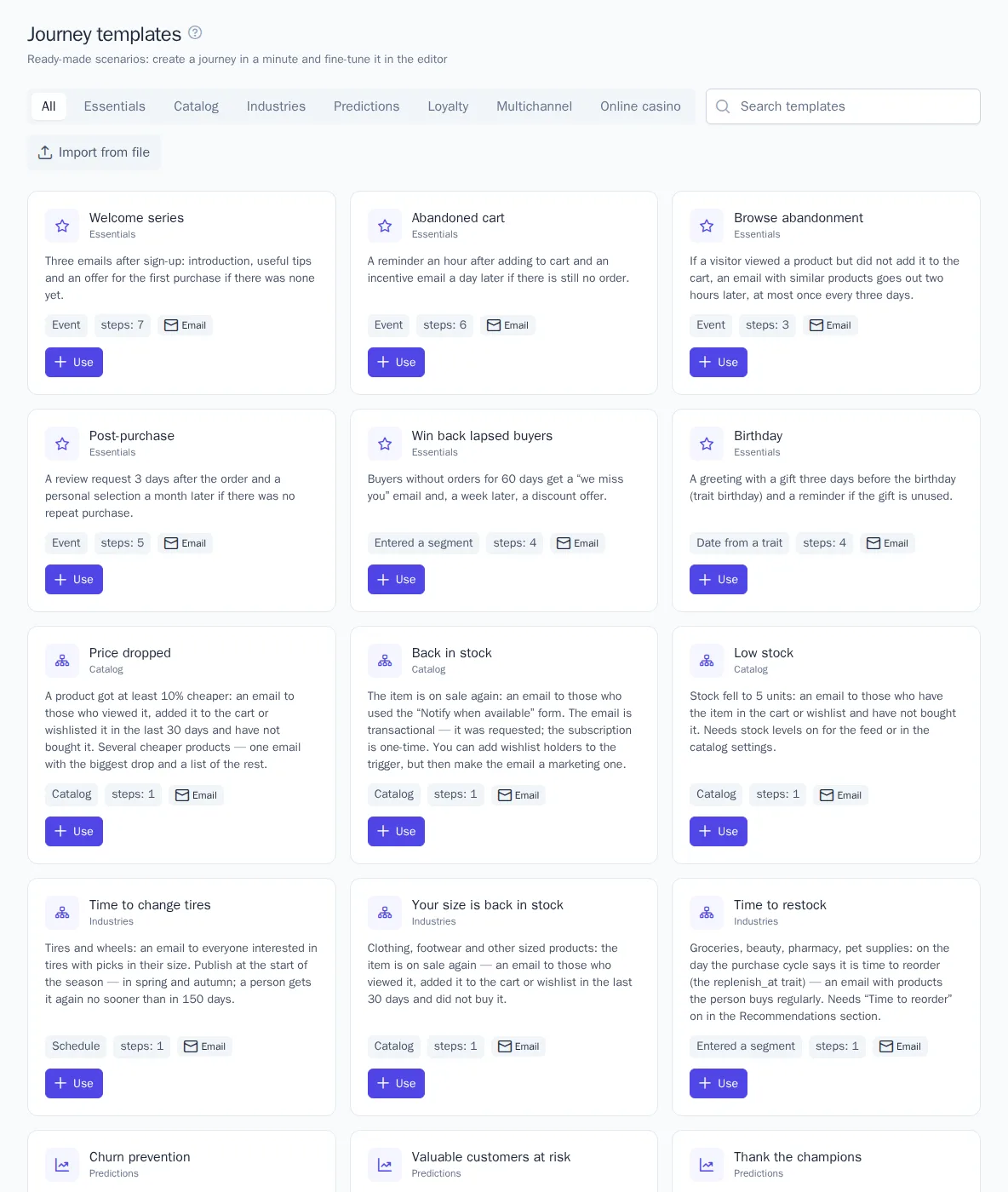 Journey template gallery