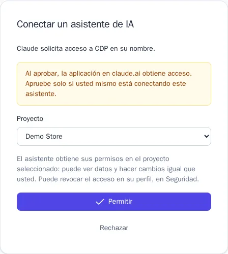 Conectar un asistente de IA: elección del proyecto