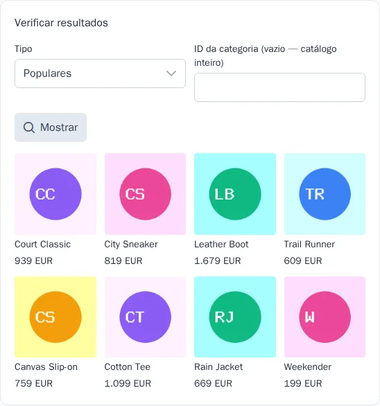 Verificação dos resultados das recomendações