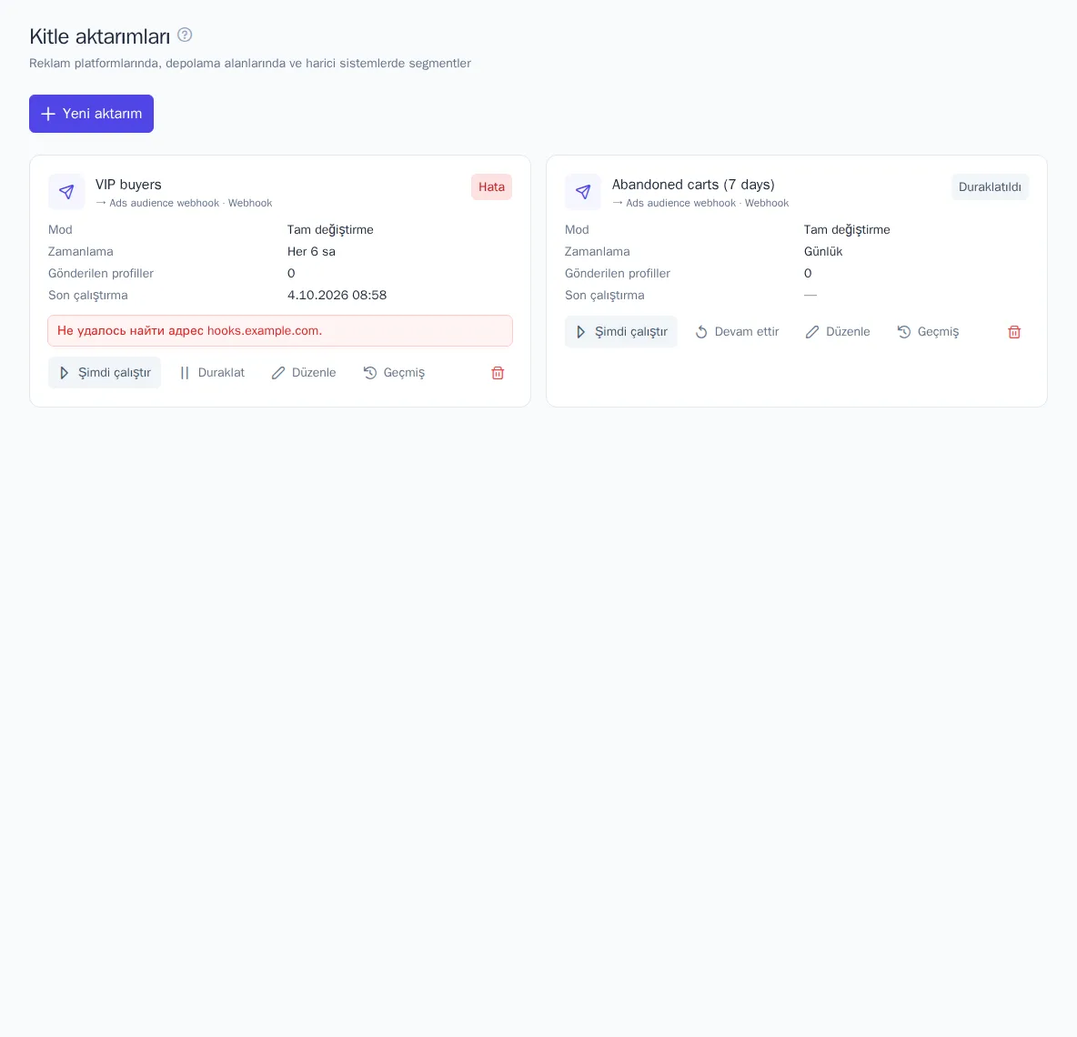 Kitle aktarımları listesi