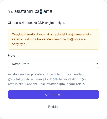 YZ asistanını bağlama: proje seçimi