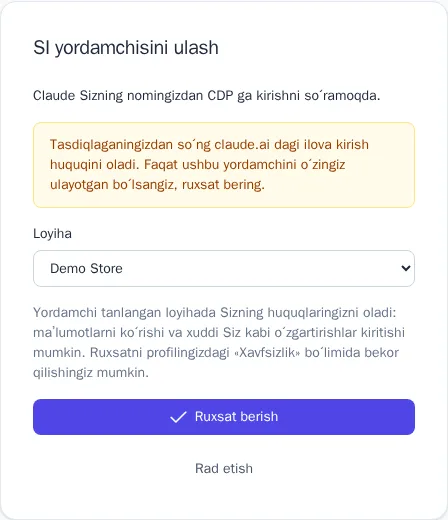 SI yordamchisini ulash: loyihani tanlash