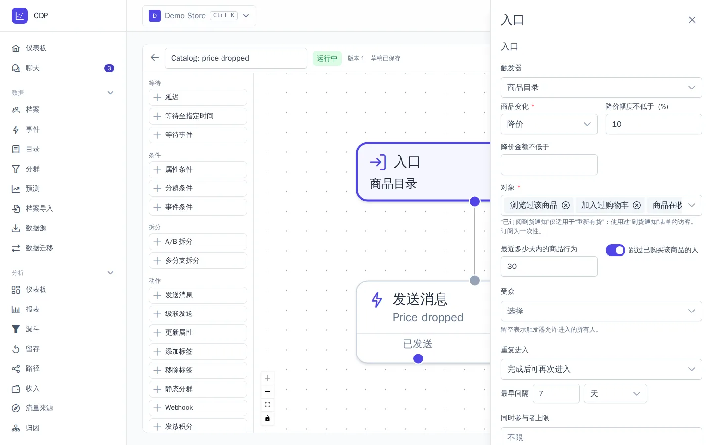 “商品目录”触发器设置